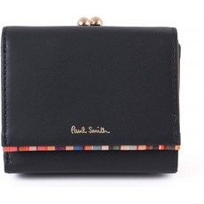 (폴 스미스) Paul Smith 교차 스트라이프 트림 가죽 세 접는 동전 지갑 쇼핑 가방 포함 폴 스미스 가죽