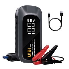UIBI S400 차량 배터리 점프 스타터 점퍼 박스용 휴대용 12V 팩 최대 7 0L 가스 및 5 5L 디젤 대형 2인치 LCD 3 in 1 라이트 장착, S400-Gray, 1개