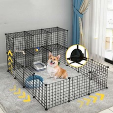 낭콩마켓 강아지울타리 울타리 애견 강아지, 1개, 15개+문+탑 111x74x37