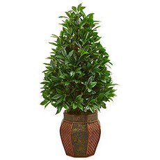 Nearly Natural 9361 3.5-Ft. Bay Leaf Cone Topiary Artificial Decorative Planter Silk Trees Green 거의, 1