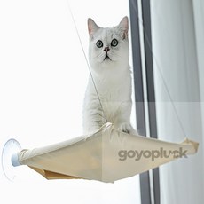 고요플럭 고양이 창문 해먹 애묘침대, 아이보리, 1개