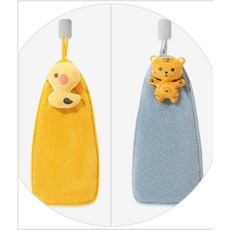 심플리미 입체 캐릭터 인형 고리 핸드타올 2개입 30x15.5cm (후크2개증정), 오리+호랑이, 1세트