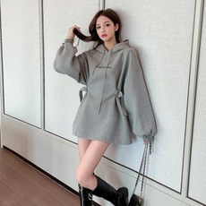 레드양 [하이걸스] 여성 오버핏 마랑 벨트 후드 맨투맨 티셔츠