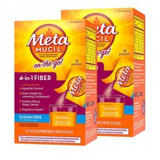 메타무실 온더고 4in1 화이버 차전자피 실리엄 허스크 무설탕 오렌지맛 30포 2개 MetaMUCIL On-the-Go Psyllium Husk Fiber