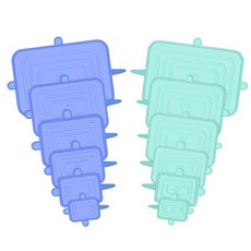 12 PCS 적응 가능한 실리콘 뚜껑 라운드 스퀘어 커버 캡 식품 범 접시 스트레치 캔 주방 액세서리, 01 Set 7