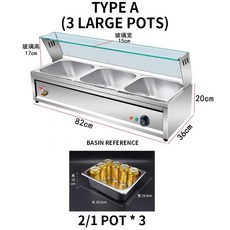 뷔페 음식 워머 스테인레스 스틸 3-12 팬 유리 방패 포함 상업용 조리대 베인 마리 전기 스팀기 쿠커, 02 Type A 3