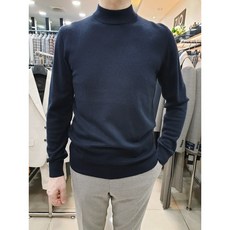 지오송지오 ZVW51773 다크네이비 캐시미어 블렌디드 모크넥 반폴라 니트 스웨터(레귤러핏)