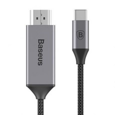 [해외] BASEUS USB TYPE CHDMI 케이블 FORHUAWEI P20 MATE 20 PRO USB CMACBOOK 용 HDMI 분배기 SAMSUNG GALAXY S8 S, Grey 1.8m(5.90ft)