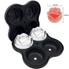아이스볼메이커 얼음 트레이 위스키용 대형 아이스 큐브 몰드 로즈 볼 메이커 4 캐비티 6cm, 1개