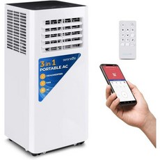 SereneLife 세렌라이프 컴팩트 프리스탠딩 휴대용 에어컨 - 10 000 BTU 실내 AC 유닛(제습기 및 팬 모드 포함) 가정 사무실 학교 비즈니스룸 최대 300제곱미, 10/000 BTU + WiFi App 미국직구