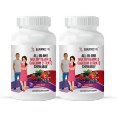 BariatricPal 구연산칼슘과 철분이 함유된 바리아틱 팔 올인원 츄어블 멀티비타민 - 혼합 베리 (60일 공급), 240 Count (Pack of 1), 1개