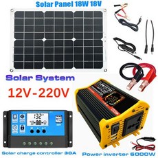 태양광 파워 발전 시스템 6000W 전원 인버터 스마트 LCD 디스플레이 듀얼 USB 12V 110220V 30A 컨트롤러 세트, 없음