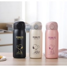 스누피텀블러 보온 보냉 병 귀여운 캐릭터물통 초등 유아 유치원 물병 420ml, 화이트