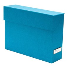 Bigso Lovisa 섬유판 라벨 프레임 12 파일 보관 상자 | 중요한 서류를 위한 문서 정리함 플립 탑 뚜껑 및 금속 창이 있는 내구성 걸이식 9.4 x 33 23.9cm(3, Turquoise