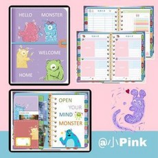 몬스터 귀여운 전자 수장 굿노트 템플릿 notability 노트 iPad, 01 핑크 블루 컬러