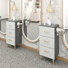 깔끔한 미용실 서랍장 거울 옆 다기능 선반 미용 용품 도구 보관함 테이블, [01]  스타일의 회색과 흰색 세 개의 주머니 다리, [01] 공식 표준, [01] 35x30x80cm