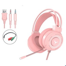 [SW] 게이머 헤드셋 게임용 헤드폰 컴퓨터 용 마이크 포함 PC Xbox PS4 스테레오 Hifi 스테레오 사운드, 3.5mm-pink