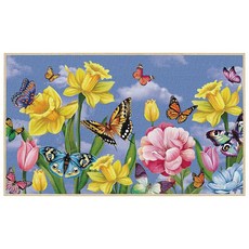 Louise Maelys Welcome Spring 도어 매트 43.2 x 73.7cm(17 29인치) 미끄럼 방지 고무 수선화 꽃 나비 도어매트 안녕하세요 봄 여름 장식 마당, Louise Maelys Welcome Spring 도, 1개