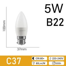 LED 에너지 절약 전구 Ce Rohs 포함 램프 가정 사무실 실내 장식 AC220V E14 E27 B22 3w-24w 3000K 4000K 6000K, 104) C37 5W B22 - Daylight 400