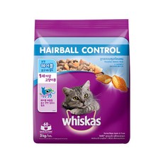  위스카스 헤어볼 닭고기와참치 3kg x 4봉 1박스 고양이 반려동물용품 pet shop 