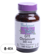 블루보넷 GTF 크로뮴 200mcg 글루텐 프리 베지 캡, 4개, 100정
