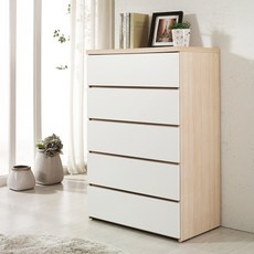 [보루네오 하우스] 아르메 레스트 와이드 5단서랍장, 화이트 메이플, 화이트 메이플