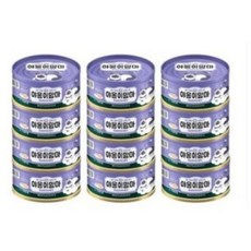 인터펫코리아 야옹이맘마 고양이 간식캔 160g, 흰살참치 + 멸치 혼합맛, 12개