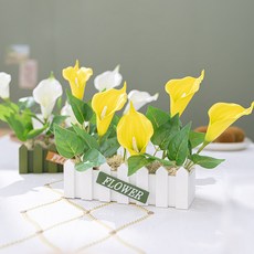 순수한 카라 조화 울타리 화분 set 24cm 인테리어 꽃 테이블 장식 소품 꾸미기, 1p, 화이트_그린B
