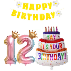 파파 파티 1m 케이크 왕관 숫자 풍선 데이지 가랜드 생일 세트, 1개, 케이크+가랜드+숫자12