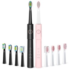 음파 전동칫솔 블랙 충전 5가지 청소모드, 다크 핑크 세트