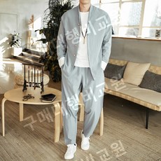 남자 가을 봄 면마 투피스 절복 심플 두루마기 세트 퓨전 빅사이즈 개량 한복