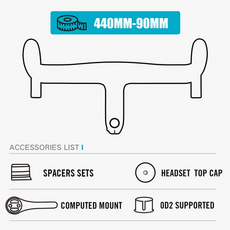 갈매기 일체형 핸들바 픽시 드롭바 에어로 카본 스페이서가 있는 자전거용 통합 도로 스템 자전거 바, 440-100mm