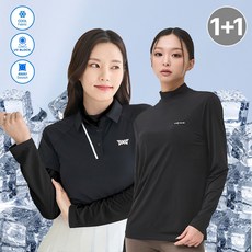 [1+1] 썬마스킨 프리미엄 자외선차단 UV 쿨링 스포츠 골프 여성 반폴라 이너웨어 티셔츠