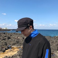 2020 가을 품 빈 티 지 한 문화 분위기 면 마 통기 해군 모자 통용 한 춘하일 완 소 오리 혀 베레모 황해 - 블랙 M (56 - 58cm)