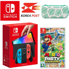 닌텐도 스위치 OLED 모델, 닌텐도 OLED네온블루+슈퍼 스타즈+동물의숲 파우치