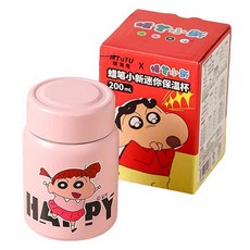 가와시마야 캐릭터 316 스테인리스 스틸 미니 보온컵, 유리 핑크, 1개, 200ml
