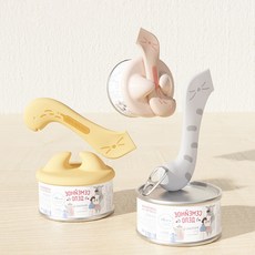 디오니 쏟아짐 방지 공기차단 실리콘 캔뚜껑 캔스푼 세트, 1개, 핑크