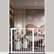 Fairy Baby Extra Wide Gate - 57.09-59.84" 또는 반려동물을 위한 넓은 압력 장착형 애완동물 게, White, 43.31"-46.06"
