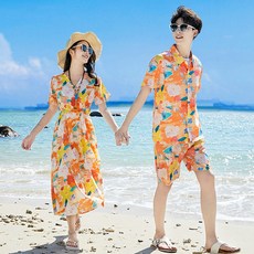 커플 비치웨어 바캉스룩 스몰 여름옷 해변 사진옷 반팔 빅사이즈 남녀 원피스