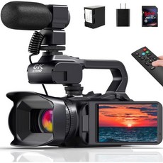 6K 비디오 카메라 캠코더 유튜브용 64MP 18X 디지털 줌 IR 야간 버전 브이로그 4500mAh 배터리가 장착된 HD WiFi SD 카드 스태빌라이저 마이크 리모컨 및 충, 6K 비디오 카메라 캠코더 유튜브용 64MP 18X 디