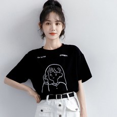 랜덤하우스 여름 여자 프로필사진 플라워 프린트 여성 라운드넥 이너 트렌드