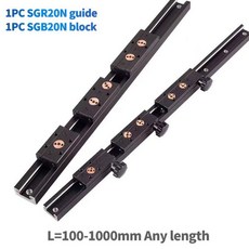 블랙닝 내장 이중 축 선형 가이드 47mm SGR20N 롤러 슬라이드 1 세트 SGB20N 블록 및 3D 프린터 부품, 06 SGB20N-3 wheel, 11 650mm