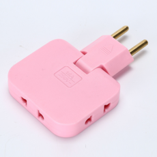 3in1 틈새 돼지코 핑크 플러그 110V 멀티 변환 해외 여행 EU US 220v, 2개