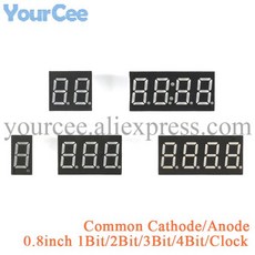 0.8 인치 LED 디스플레이 7 세그먼트 1 비트 2 비트 3 비트 4 비트 시계 숫자 디지털 튜브 적색 공통, 04 1 Bit Common Cathode, 1개