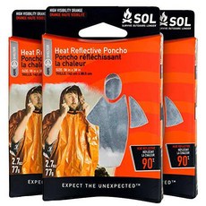 S.O.L. Survive Outdoors Longer S.O.L. 열 반사 방수 판초 (팩 of 3) S.O.L, 상세내용참조, 상세내용참조