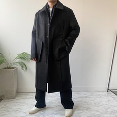 남자 겨울 입체 더블포켓 오버핏 롱 코트 2color