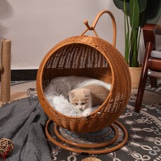 고양이 강아지 숨숨집 버섯인테리어 라탄 하우스, 1개