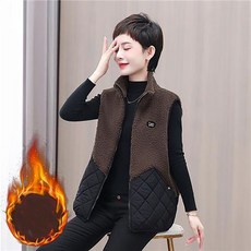 ZIGODAG 엄마 겨울 중년 여성 양털 베스트 따뜻한 보온 조끼 KK88715
