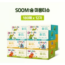 숨 각티슈 2겹 180매 12각 천연펄프 미용티슈 부드러운 휴지 사각티슈 각티슈 무형광 무향, 12개