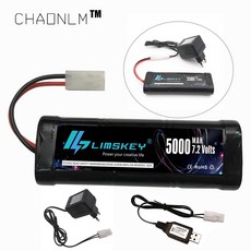 타미야 커넥터 7.2 v 배터리와 rc 장난감 탱크 자동차 비행기 헬리콥터에 대 한 5000 v 7.2 mah 니켈 수소 sc 배터리 및 7.2 v 충전기|부품 & 액세서리|, 단일, 1개, WHITE